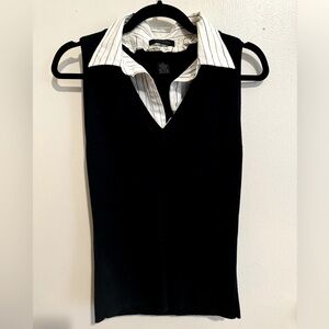 Sleeveless v-neck sweater with collar